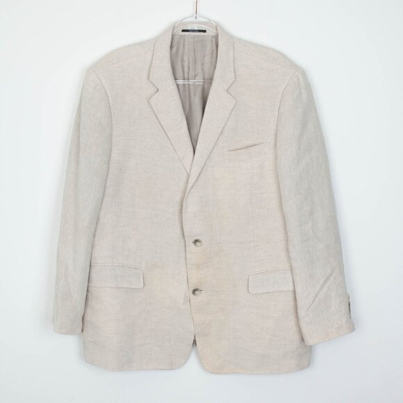 Nordstrom Mens 100% Linen Fratelli Ormezzano Sports Coat Blazer‎ Size 46R Preppy